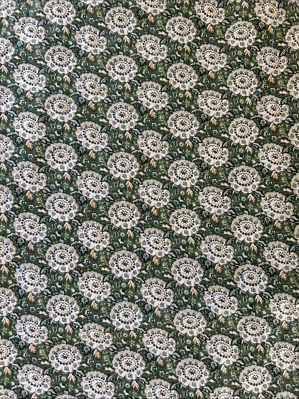 Green and Cream Floral cotton fabric